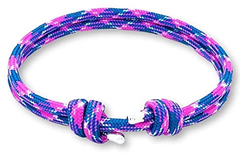 arana's - Pulseras náuticas mujer, hombres y niños | Adornos de Plata de Ley | Pulseras marineras hechas a mano | Brazaletes surferos cuerda paracord (Azul y rosa, 16)
