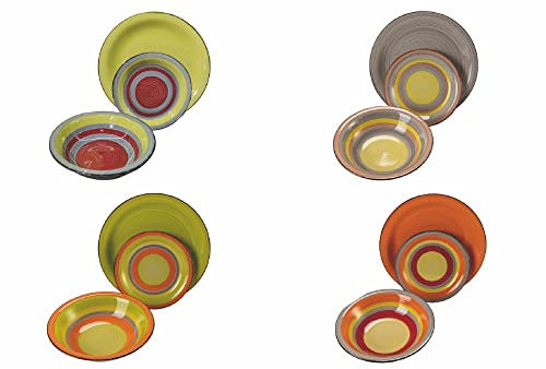 Servizio piatti 12 pezzi in stoneware dipinto a mano, 4 posti tavola diversi, Positano