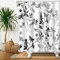 Bovlleetd 180x180cm Noir Blanc Fleur Rideau De Douche Encre Impression Plante Simple Rideau De Salle De Bain avec Crochet ImperméAble Baignoire Art Rideau DéCoratif Polyester