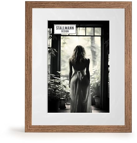 Stallmann Design Bilderrahmen mit Passepartout 40x60 cm (Bild 30x45) | Farbe: Braun | 30 mm starke Rahmenleiste