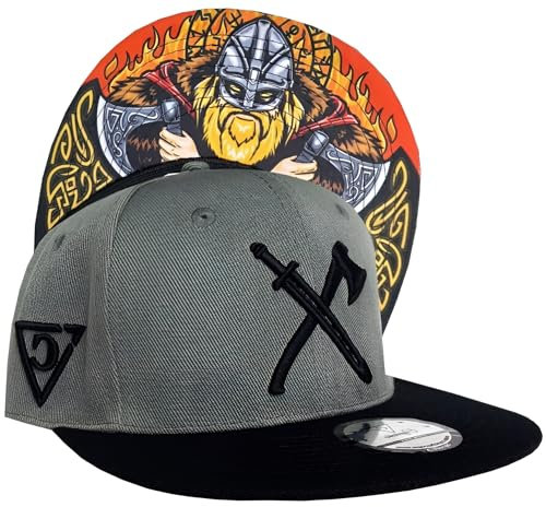 Capiche [99+ Designs] Kinder Baseballhut, The Viking Child, Kinder Cap, Basecap Kinder Jungen, Mütze, Wikinger Kappe, Mütze, Basecap, Trainingsanzug, Snapback Cap, Grauer Kinderhut