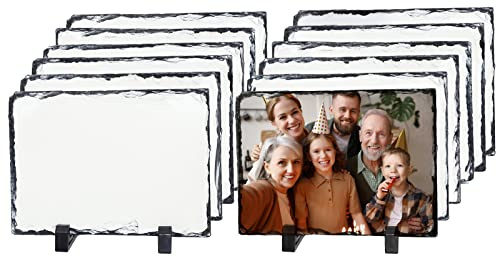 PYD Life 12 Pack Sublimation Blanks Photo Slates Frame Rock 7.5 x 5.5
