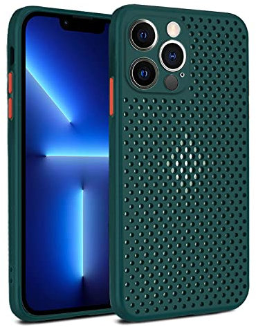 Rdyi6ba8 for iPhone 14 Pro Max Case, Heat Dissipation Breathable Cooling Hollow Cellular Hole Case Ultra-thin TPU Anti-Scratch Anti-Fingerprint Phone Case for iPhone 14 Pro Max, Dark green
