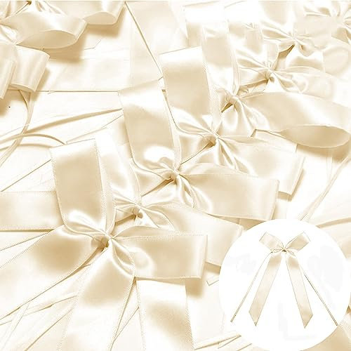 SUpoetry 50 Stück Autoschleifen Hochzeit, Beige Hochzeit Autoschleifen, Hochzeit Deko Vintage Antennenschleifen, Für Auto Hochzeit Deko Tischdeko Zimmerdeko Besondere Anlässe Feste (Beige)