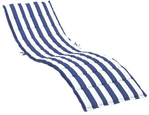 vidaXL Coussin de Chaise Longue, Matelas de Bain de Soleil Anti-Glissement, Décoration Jardin Terrasse, Rayures Bleues et Blanches Tissu Oxford