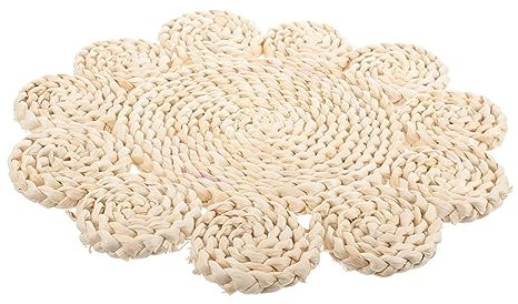 BESTonZON Set De Table Tissé Rustique De Fleur 30 Cm en Paille Naturelle Résistant à La Chaleur pour Maison Et Restaurant Décoratif