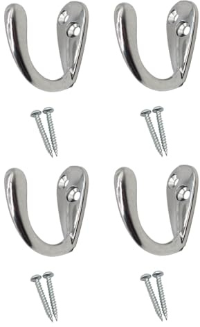 SISI UK Single Robe Hat and Coat Hook Silver Plated Coat Dress Robe & Bath Towel Hook for Bathroom Bedroom Kitchen Office Hat Scarf Robe & Bag Pack of 4.