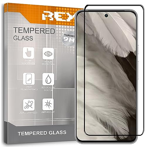 REY 2X Protector de Pantalla Curvo 3D para Google Pixel 8 Pro, Negro, Protección Completa, 3D / 4D / 5D