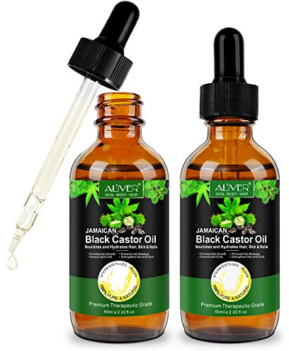 Black Castor Haaröl für Haare und Kopfhaut, Haaröl gegen Haarausfall,100% Naturreines Schwarzes Rizinusöl Aromatherapie,(60mlx2)