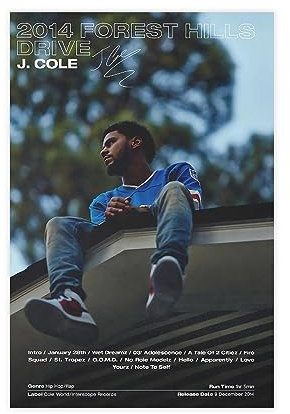DetonTsai J.Cole I Rapper Album Cover Leinwand Poster Musik Drucke, Raum Ästhetische Wandkunst für die Raumdekoration von Teenagern Ungerahmt 16x24 Zoll