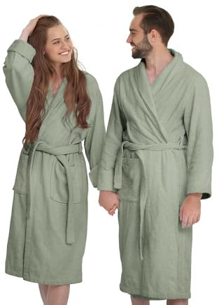 Banzaii Accappatoio Adulto in Spugna Super Assorbente, 100% Cotone di Alta Qualità Ultra Morbido, Accappatoio con Cappuccio Unisex Uomo e Donna | Taglia S Salvia