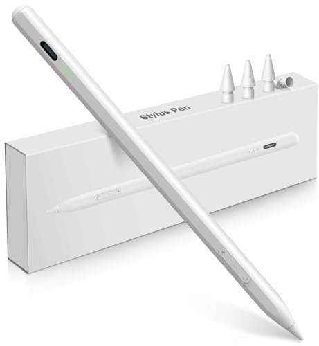 Stylus Stift für iPad Apple (2018-2024), Neue Rückgängig und Radiergummi Funktionsschaltflächen, Schnellladung, Kompatibel mit iPad Pro 12.9''/11''/13''/M4, 10/9/8/7/6. Gen, Air 3/4/5/M2, Mini 6/5