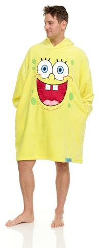 COCO BRANDS Spongebob Cosplay Decke Hoodie Oversized Wearable Hoodie Plüsch Fleece Einheitsgröße, Gelb/großes Gesicht Cosplay-Anzug, Einheitsgröße
