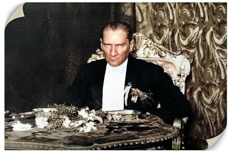 tabloshop Farbenfrohes Atatürk-Porträt auf Leinwand Wandkunst Gemälde - Historischer Atatürk Wandkunst Druck, ideal als Geschenk für Wohn- und Bürodekoration. (Rollenleinwand, 75 x 50 cm)