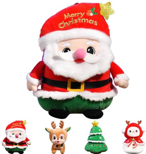 MORAINJAY Weihnachten Kuscheltier Weihnachtsmann, 9in/23cm Weihnachtsmann Weiches Fell Plüsch, Plüschtier Christmas Plüschpuppe Dekoration Stofftier Plüsch Figuren Spielzeug für Kinder Mädchen Jungen