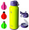 BOTTLE BOTTLE Sports Water Bottle, Stainless Steel, Thermal Flask with Straw and Pill Holder, 1.2 L, Neon Yellow