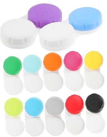 Gogogmee Lens Case 12pcs 12-Colour Decorative Storage Box Pocket Size Travel Organizer Letter Marked Sturdy Small Lens Holder