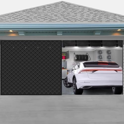 Garage Door Screen for Winter, Garage Door Insulation Kit, Magnetic Thermal with Enhanced Weighted Bottom, Thicken Garage Curtain Oxford Cloth Silk Cotton Waterproof Windproof Soundproof 16x7 Ft