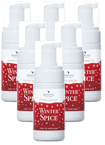 Hand Cleansing Sanitiser Foam, No Alcohol Foaming Hand Sanitizer Dispenser - Winter Spice (100ml Pack of 6)