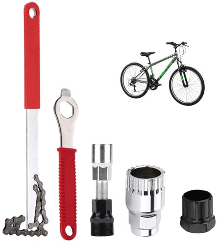 Fahrrad Kurbelabzieher Set mit Kettenpeitsche und Kassettenabzieher – Tretlagerschlüssel, Tretlager Werkzeug, Fahrrad Werkzeug für Kurbel, Kassette & Innenlager Demontage