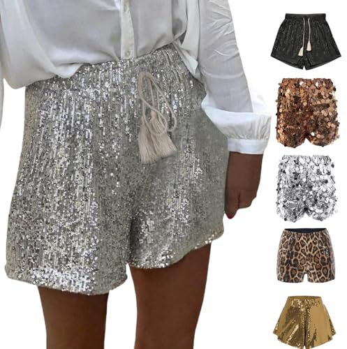 Glitzer Shorts Damen Blitzangebote Glitzer Damen Outfit Glitzerhose Pailletten Rock Shorts Damen Party Outfit Damen Curvy Damen Shorts Hot Pants Festival Outfit Damen Paillettenhose