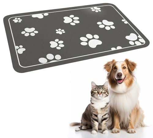 Dog Bowl Mat, For Bowls 30x50cm Diatomaceous Earth Absorbent Mat, Food Mats For Floors,Non Slip Dog Food Mat For Bowls Food And Water Dark Gray
