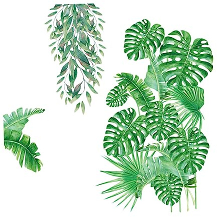 OSALADI Green Leaf and Girls Jungle Wallpaper PVC Removable Nursery Wall Decor
