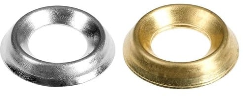 Surface Screw Cups Washers Stainless steel, Nickel, Brass - No. 6, 8, 10, 12 (Pack of 1, 3, 5, 10, 20, 50) (20, No.6 - Brass)