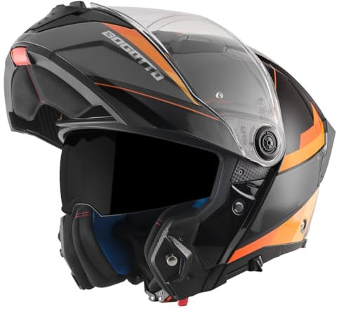 Bogotto Ezion Klapphelm, schwarz matt/orange, L