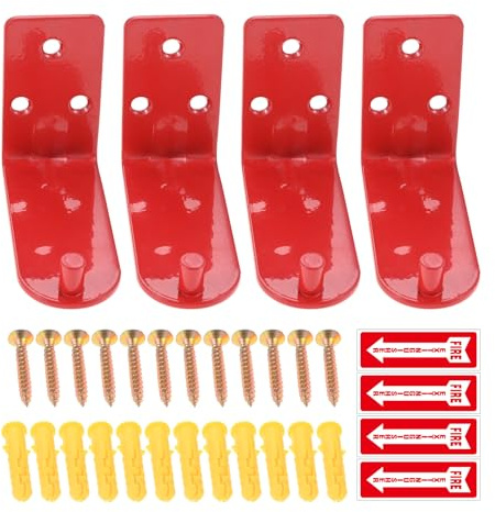Yetaha 4PCS Universal Fire Extinguisher Bracket, Fire Extinguisher Holder with 12pcs Expansion Screws and 4pcs Fire Extinguisher Identification Marks, Heavy-Duty Hook for Home, School, Office