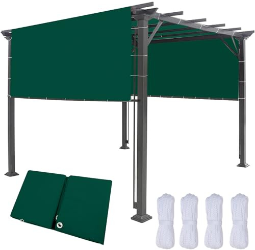 Telone di Copertura in Tessuto 200 x 400 cm Rettangolare, Pes Protezione 95% Uv, Balconi Rete Ombra, Tende da Sole per Giardino, Balcone, Terrazza, Verde Scuro