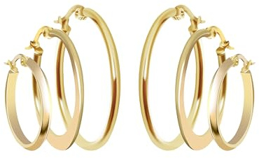 Akzent Wasserfeste Edelstahl Ohrringe Creolen Damen in Gold, 100% Wasserfest & Hautverträglich