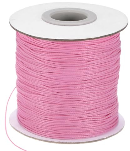 M METERXITY Waxed Polyester Cord, 175 Yards 0.5mm Waxed Beading String with Spool for Jewelry Making/DIY Handmade Crafts/Necklaces/Bracelets, String Macrame Bracelet Thread [Light Pink]