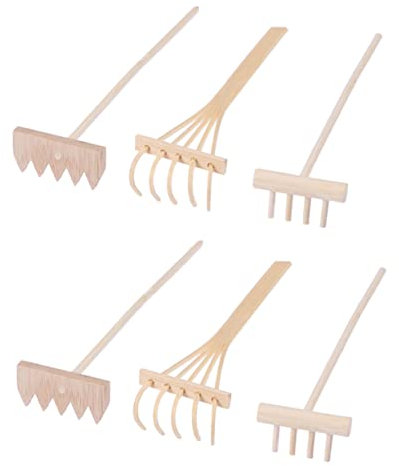 Homoyoyo 6pcs Mini Rake Tools Bamboo Rake Miniature Farm Tools Tabletop Decoration for Box Accessories Box Decor Use Builders Sand Shovel Home Decor