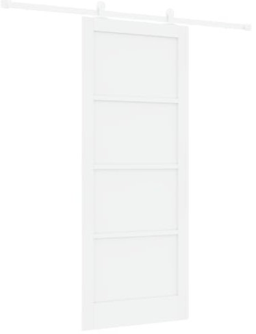 Puerta Corredera vidaXL con Juego de Herrajes 'ORKDAL'Blanca de Madera Maciza de Pino, Puerta Interior vidaXL 'ORKDAL'Blanca 86x211x4 cm de Madera Maciza de Pino