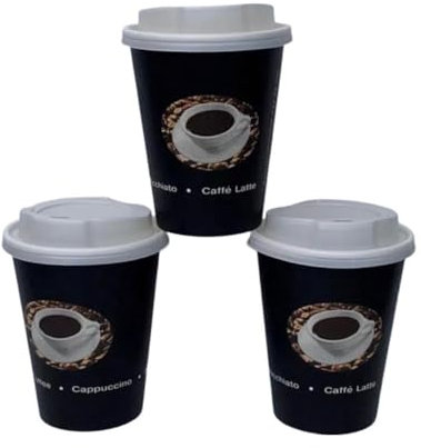 Ol Gastro Bedarf 100 Coffee to GO Becher Schwarz + Deckel 300 ml Kaffeebecher Pappbecher Coffeebecher