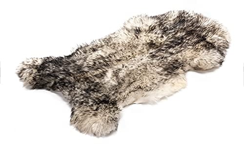 Decorating Sheepskins Lammfell Echt Weiß-Braun 130-140 cm, Schaffell Echt | Natürliche Teppich Wohnzimmer, Deko Fell Schlafzimmer, Naturfell, geruchlos