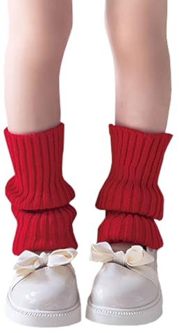 NiceYnn Jambière Enfant Tricotée Elastique Guêtre Danse Rouge