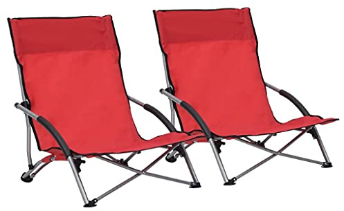 Tonture Klappbare Strandstühle 2 STK. Rot, Oxford-Gewebe, 55,5x65,5x66 cm, Robuste Gartenstühle für Outdoor, Balkon, Terrasse, Komfortable Entspannung