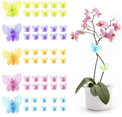 50 Piezas Clips de Plantas de Orquídeas, Soporte para Plantas, Soporte Plantas, Pinza para Plantas con Forma de Mariposa, Soporte de Plantas, para Flores, Tomates, Jardín de Vegetales