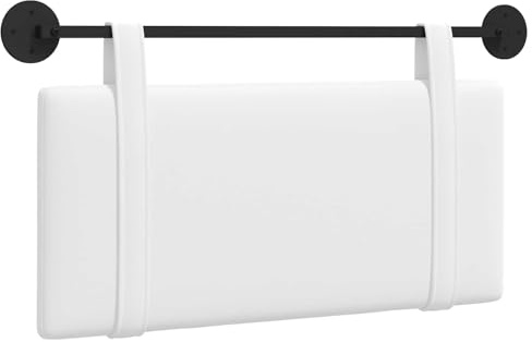 vidaXL Hängendes Kopfteil Weiß Stoff, Bettzimmer Deko, Moderner Stoffkopfteil, Wandmontierte Rückenstütze, Luxus Schlaf-Highlight, Zeitloser Komfort