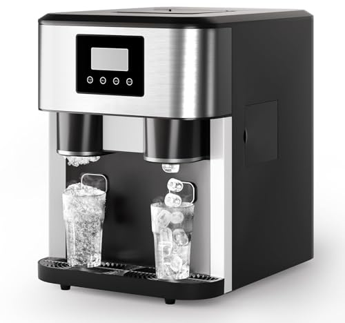 SENODON Macchina per il ghiaccio elettrica automatica da banco da 1,8 L con distributore d'acqua, pannello touch LCD, produce 18 kg di ghiaccio 24H, raffreddamento rapido per freddo, caffè,domestico