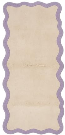 FRAAI | Home & Living Waschbarer Läufer - Hazy Lila Creme - 80x200cm | Baumwolle - Teppich Läufer - Wohnzimmer, Schlafzimmer, Flur - Bettvorleger Schlafzimmer - Küchenteppich