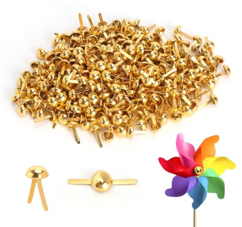400 stycken påsklämmor 8 mm guld mönsterklämmor runt huvud runda huvudklämmor mini Brads pysselklämmor av metall för scrapbooking kort, fotoalbum och kontor