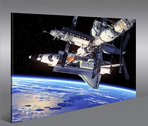 islandburner Bild Bilder auf Leinwand Space Shuttle Raumfähre im Weltall Space Nasa Weltraum 1p XXL Poster Leinwandbild Wandbild Dekoartikel Wohnzimmer Marke