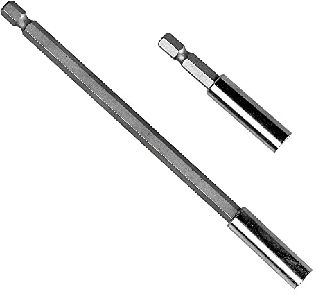 Dekton Screwdriver Bit Holder Set - Ideal for Hard to Reach Areas| 150mm Extension Bar for Restricted Areas| Magnetic| 60mm and 150mm| 1/4 Hex Shank| Ideal for Tight Spaces, Durable Chrome, Vanadium