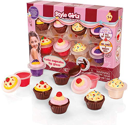 Style Girlz Cosmetics Kids Lip Balm - Set of 8 Cupcake Lip Gloss For Girls - Girls Lip Balm Make-up Set