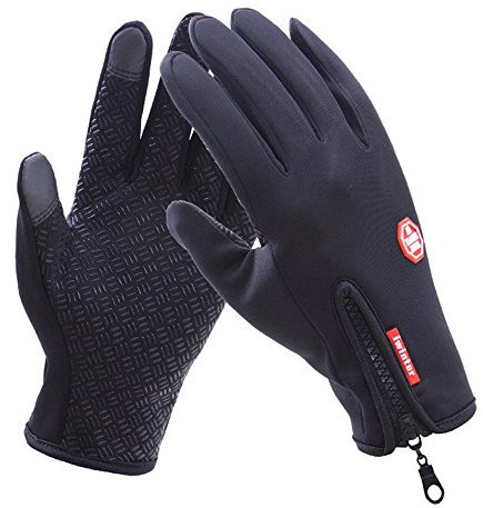 Wasserdichte Handschuhe für Fahrrad/Motorrad, Outdoor, Sport, warm, winddicht, Thermo-Touch-Handschuhe, Reiten, Laufen, Radfahren, Handschuhe (schwarz) (XL))