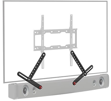 Barkan Soporte universal para barra de sonido, soporte ajustable para montaje encima o debajo del televisor, tamaños de 13 a 80 pulgadas, se adapta a la mayoría de barras de sonido de hasta 14 libras,