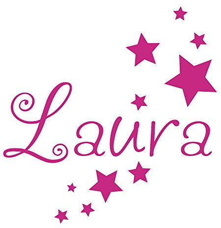 timalo® Wandtattoo mit Namen und Sternen für Kinder – personalisierbar für Jungen und Mädchen | 73077-pink-140cm-40sterne